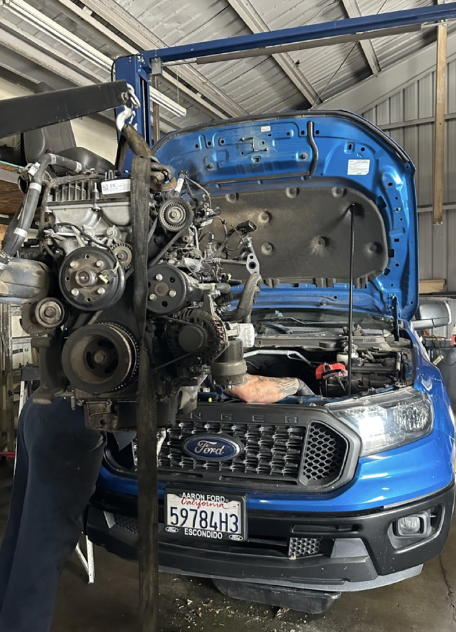 Ford Ranger engine pulled for service