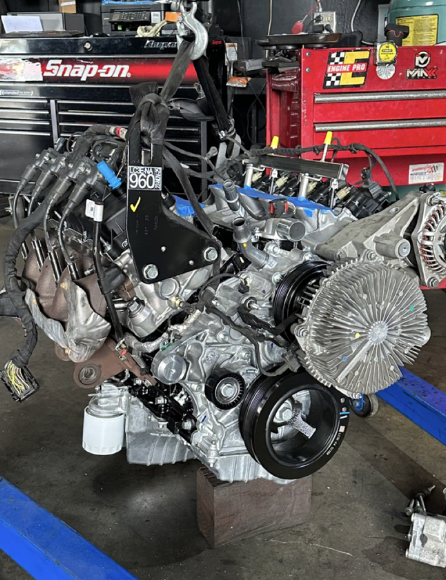 Freshly rebuilt engine, ready to install